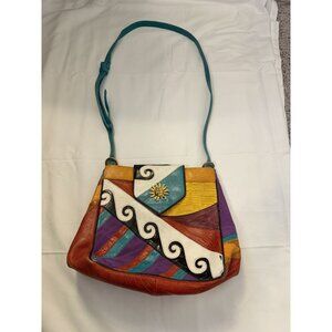 Vintage Sharif Colorful Handbag Purse with Sun Medallion-AS IS